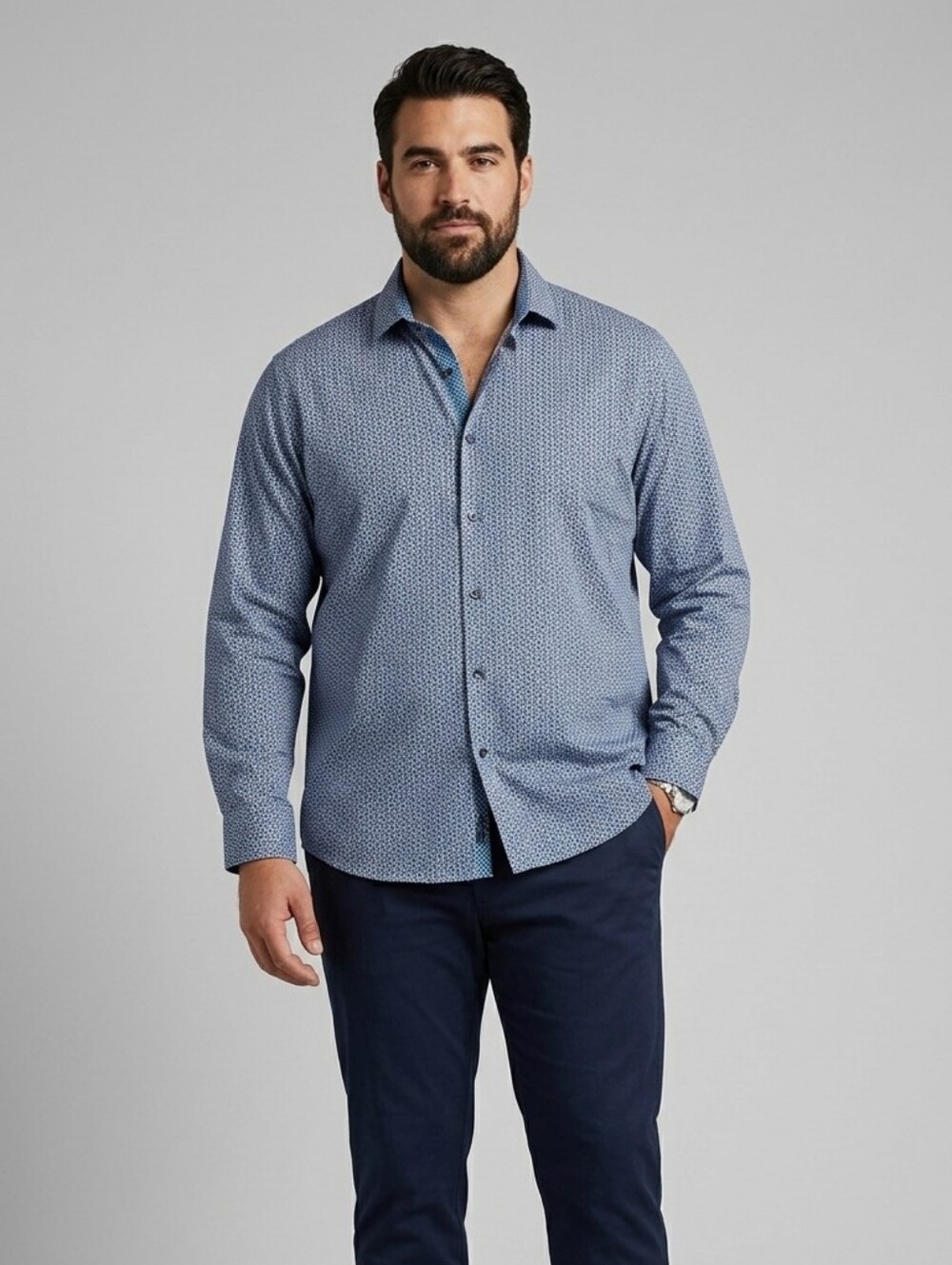 Ted Baker Endurance Slim Fit Shirt Micro Print Blue & White